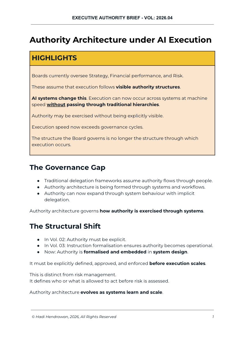 Cover — Authority Architecture under AI Execution